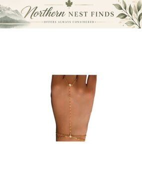 18K Gold Plated Stainless Steel Hand Chain Bracelet with Finger Ring